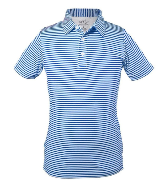Garb Carson Striped Toddler Boys Golf Polo Royal Blue