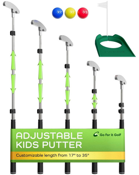 Go For It Golf Metal Adjustable Putter Kit for Ages 3-16 (kids 28-63" tall)