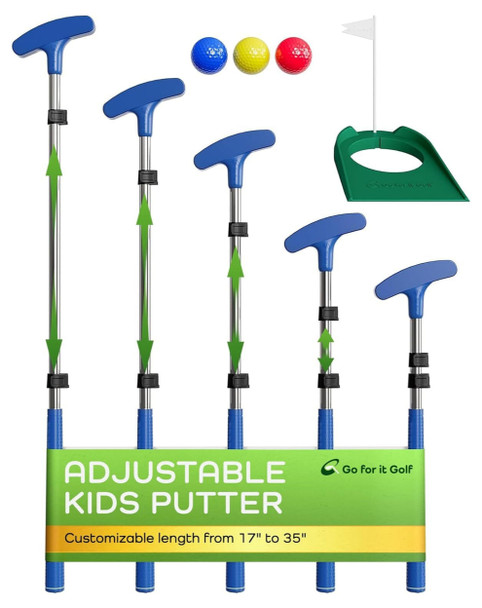 Go For It Golf Plastic Adjustable Putter Kit for Ages 3-16 (kids 28-63" tall)