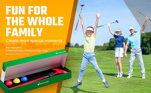 Go For It Golf Plastic Adjustable Putter Kit for Ages 3-16 (kids 28-63" tall)