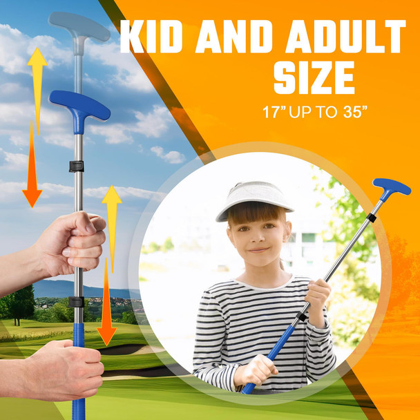 Go For It Golf Plastic Adjustable Putter Kit for Ages 3-16 (kids 28-63" tall)