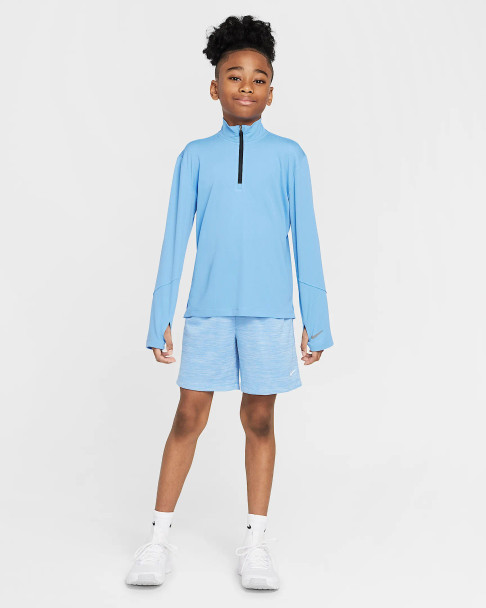 Nike Dri-Fit Half Zip UV Kids Top Blue Beyond Full Body
