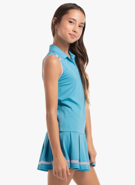 Lucky in Love It's A Win Girls Golf Dress - Ocean Blue side