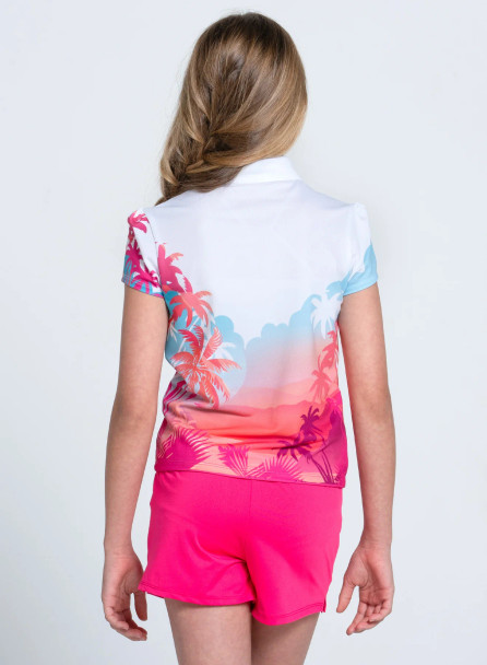 Lucky In Love Sunset Skies Girls Golf Polo Back