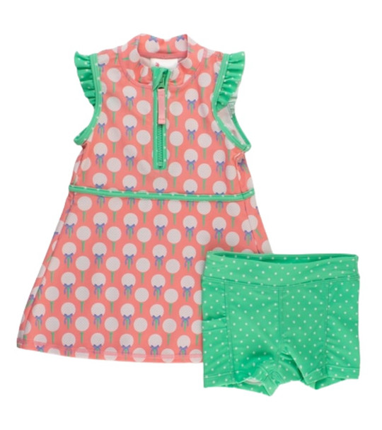 Ruffled Butts Tee Time Ruffled Girls Golf Dress Front