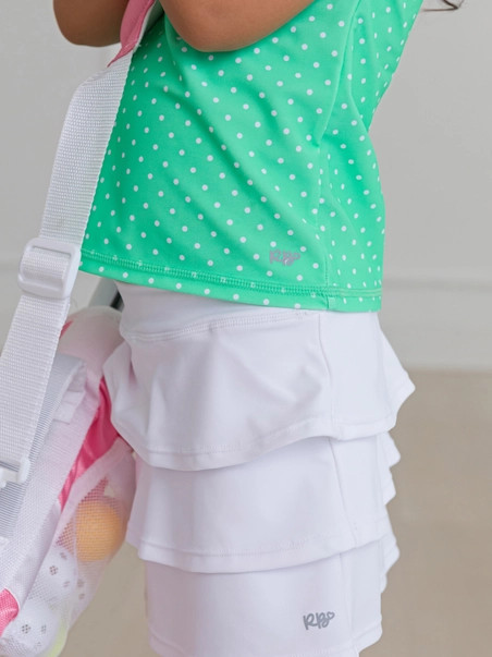 Ruffled Butts Little Girls Tiered Active Skort White