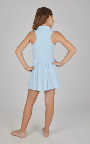 90 Degree by Reflex Girls Zip Up Golf Dress Light Blue Back