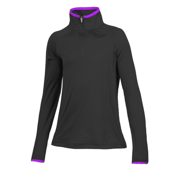Under Armour Girls Golf Quarter Zip  Black and Purple
