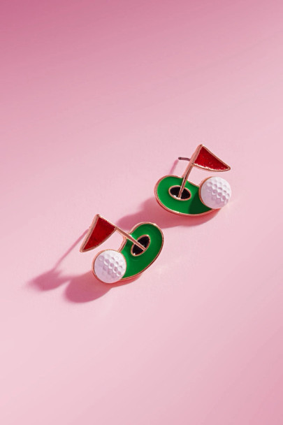 Golf Green with Flag Post Earrings