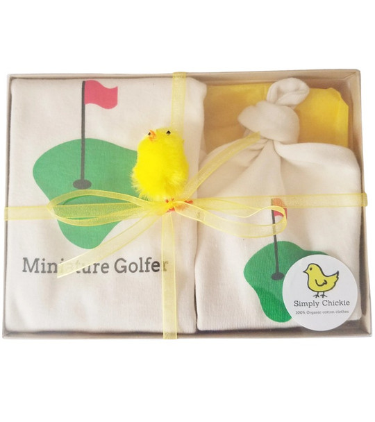 Style Chickie Miniature Golfer Short Sleeve onesie & matching Hat gift set