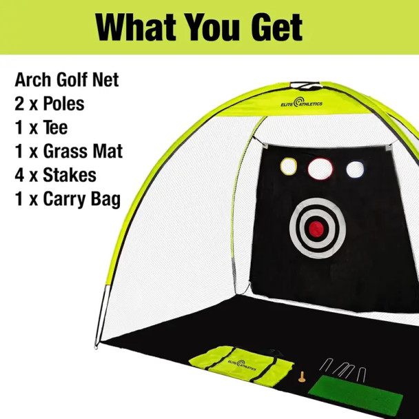 Elite Athletics Arched Golf Net with Targets 10 ft x 7 ft