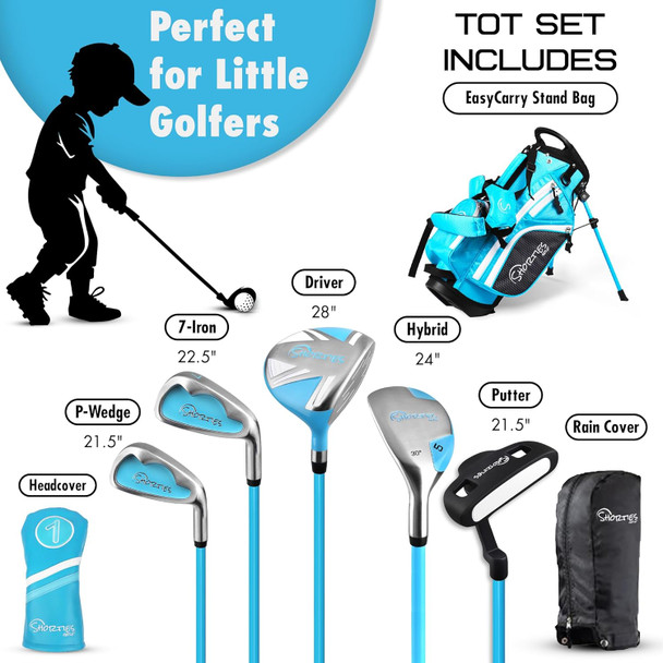 Shorties TOT 5 Club Kids Golf Set for Ages 4-5 (kids 38-42") - Blue
