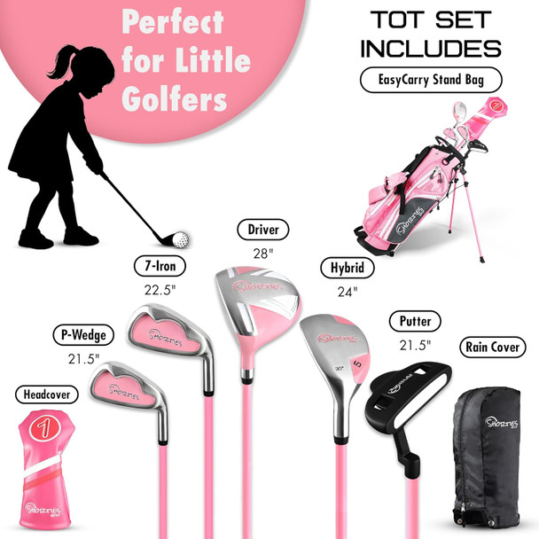 Shorties TOT 5 Club Kids Golf Set for Ages 4-5 (kids 38-42") - Pink