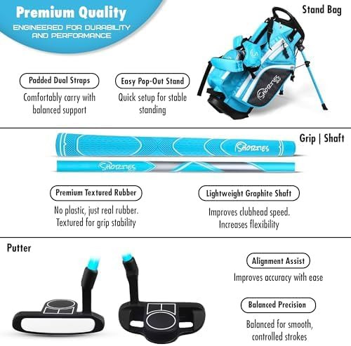 Shorties MINI 5 Club Kids Golf Set for Ages 6-8 (kids 42-46") - Blue