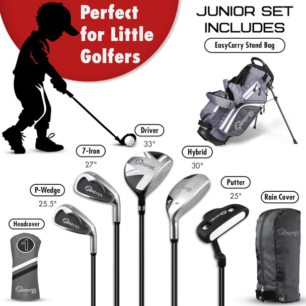 Shorties Junior 5 Club Kids Golf Set for Ages 8-10 (kids 46-51") - Graphite Color