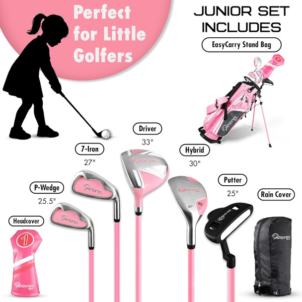 Shorties Junior 5 Club Kids Golf Set for Ages 8-10 (kids 46-51") - Pink