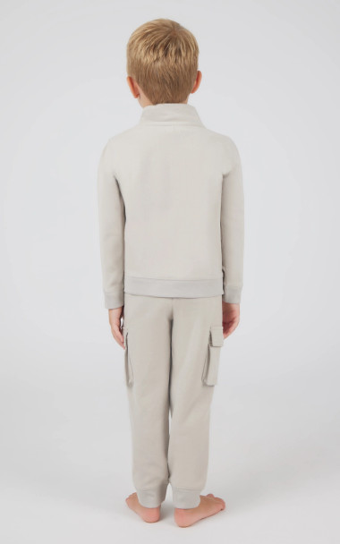 90 Degree by Reflex Toddler Boys Fleece Quarter Zip and Matching Joggers Tan Back View