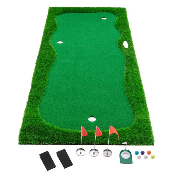 Large Portable Golf Putting Green with 3 Cups - What's included