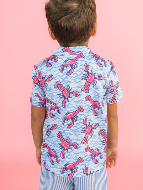 Rugged Butts Lobster Lagoon Little Boys Performance Golf Polo Back