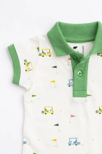 Little Caddies Organic Toddler Golf Polo - arm and collar detail