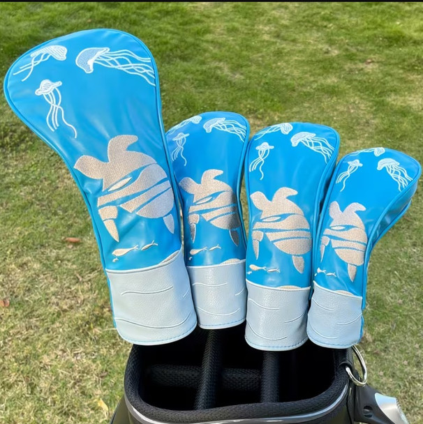 Sea Creatures Embroidered PU Leather Headcovers Front