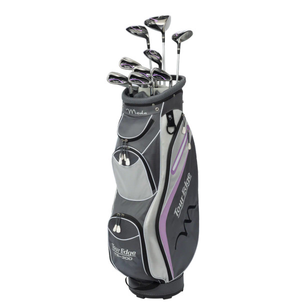 Tour Edge TE-300 Moda 10 Club Womens Golf Set Cart Bag (for girls 63-67" tall) - Silver/Lilac