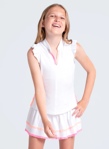 Lucky In Love Smocked Frill Skort - White