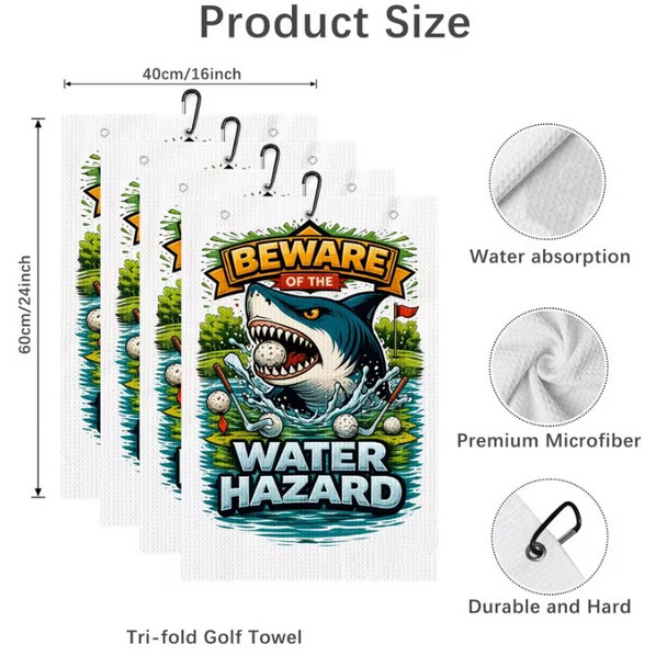 Water Hazard Golf Towel with Carabiner Features