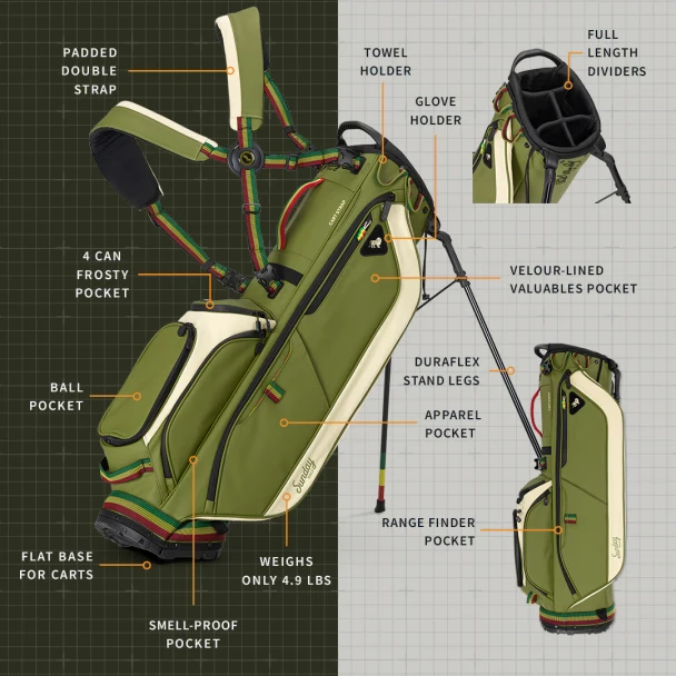 Sunday Golf Ryder Bob Marley Golf Bag (Bag Height 35") - Limited Edition