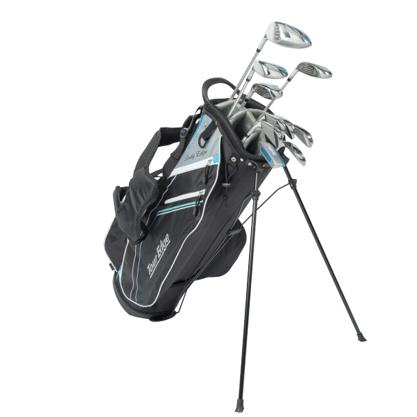 Tour Edge TE-200 10 Club Petite Womens Golf Set Stand Bag (for girls 60-65" tall) - Silver/Blue