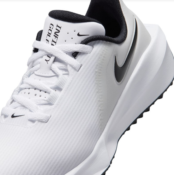 Nike Infinity Junior Golf Shoe - White / Black Front Detail
