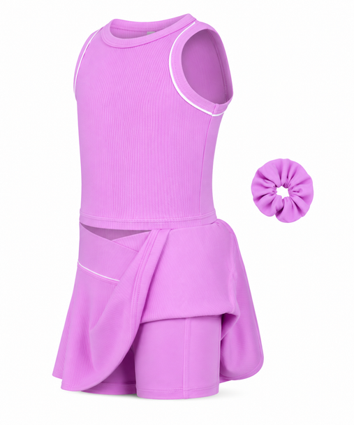 90 Degree by Reflex Little Girls Ribbed Tank and Skort Outfit - Orchid - Inner Shorts