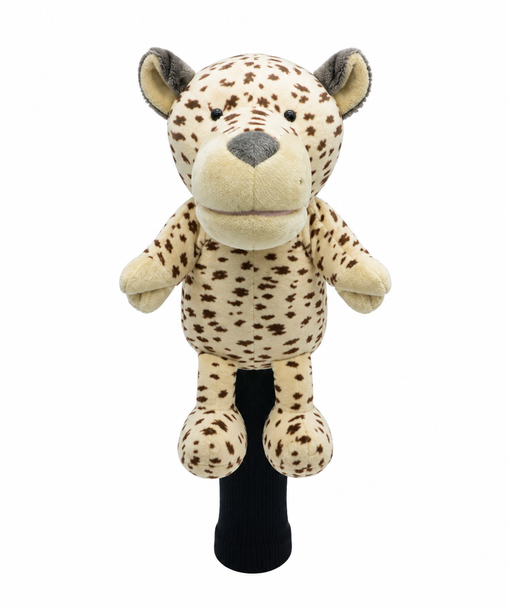 Spotted Leopard Plush Golf Headcover Front Facing