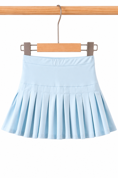 Pastel Blue Pleated Athletic Skort with Undershorts