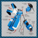 Sunday Golf Recess Junior Golf Bag for Ages 9-12 Blue and White Features