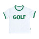 Golf T-Shirt for Kids and Toddlers White with Green Accents Front