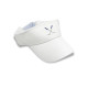 White Visor with Embroidered Golf Clubs and blue / white seersucker back strap.