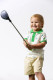 Little Caddies Organic Toddler Golf Polo - on boy who is holding a golf club