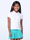 Lucky in Love Pleated Collar Girls Polo Shirt White - Front