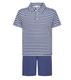 90 Degree by Reflex Little Boys Striped Performance Polo and Matching Short Set - Navy Front