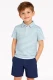 90 Degree by Reflex Little Boys Striped Performance Polo and Matching Short Set - Light Blue and Navy