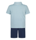 90 Degree by Reflex Little Boys Striped Performance Polo and Matching Short Set - Light Blue and Navy