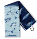Swirling Sharks Microfiber Golf Towel with Carabiner Folded