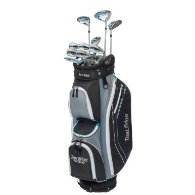 Tour Edge TE-200 10 Club Womens Golf Set Cart Bag - Silver/Blue