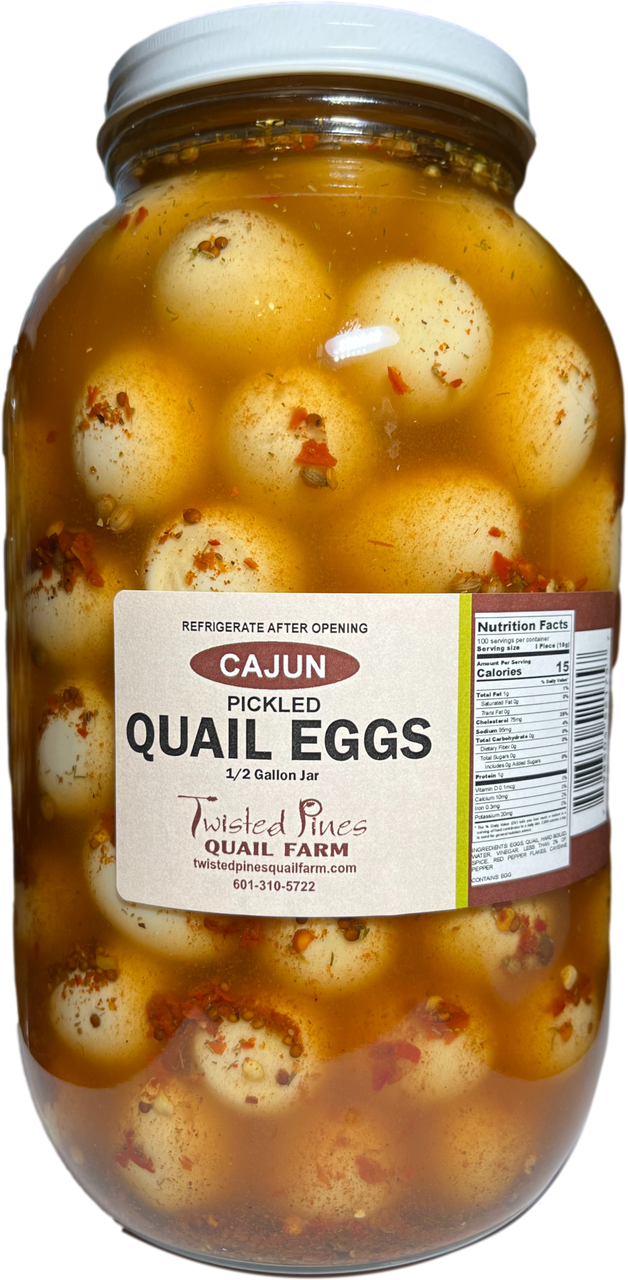 Cajun Style Pickled Quail EggsHalf Gallon