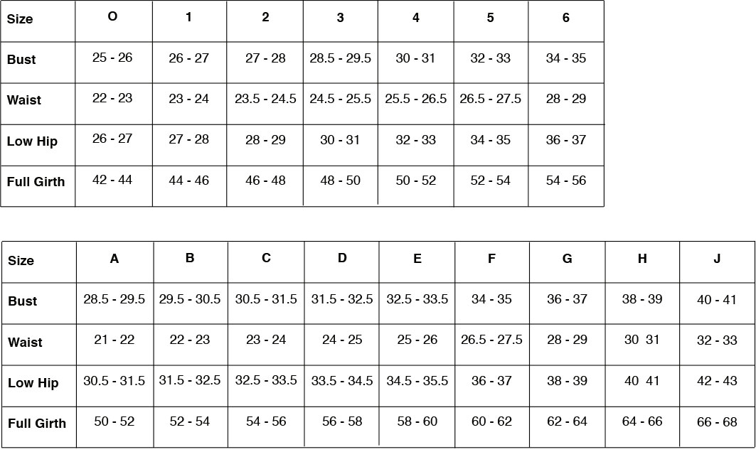 Tutu Top Size Chart