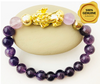 Genuine Amethyst Feng Shui Pixiu Bracelet - 18K Gold Charm