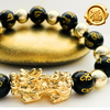Authentic Obsidian Feng Shui Bracelet with 18K Gold Pixiu 