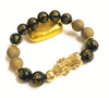 Wealth Bracelet 18 K Gold Pixiu & Gold Agate 