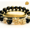 Black Obsidian Feng Shui Pixiu Bracelet– 18K Gold Plated for Wealth & Luck